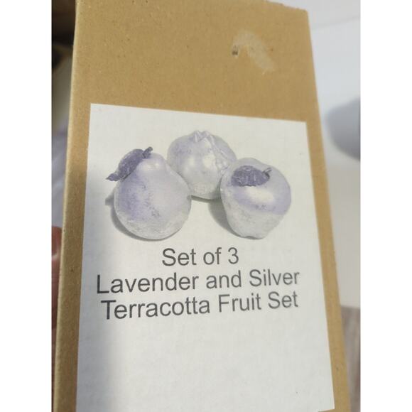 Artificial Faux Lavender And Silver Terracotta Fruit Set Of 3 - Picture 7 of 8